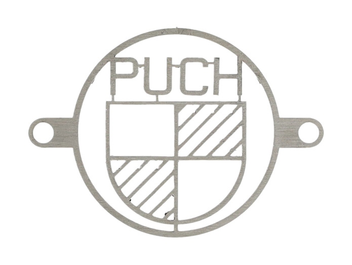 Air filter hole cover with Puch logo stainless steel thin