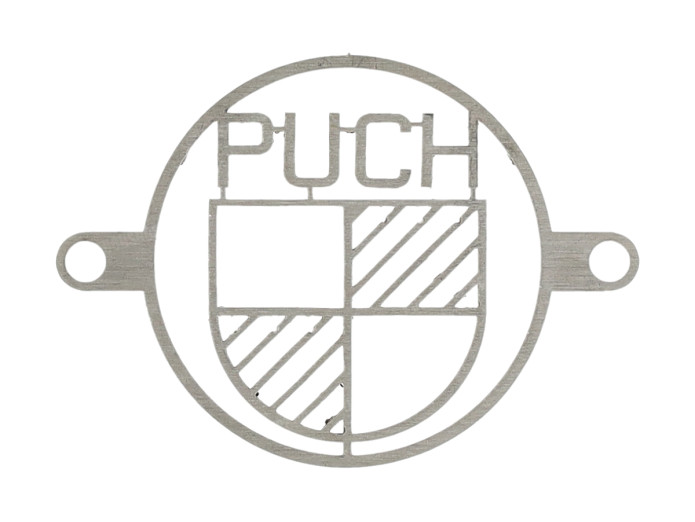 Air filter hole cover with Puch logo stainless steel thin