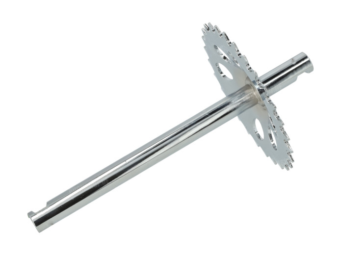 Pedal crank shaft Puch Maxi 230mm 28 teeth stock (longer)