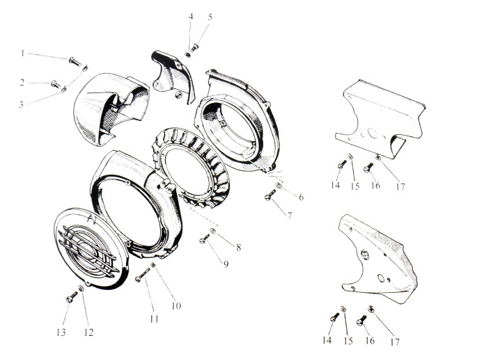 Koelvin behuizing Puch MV / VS / VS / MC etc. bouten set 