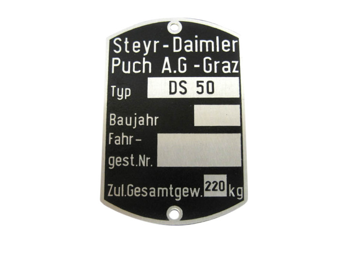 Typetag Puch DS50 metal