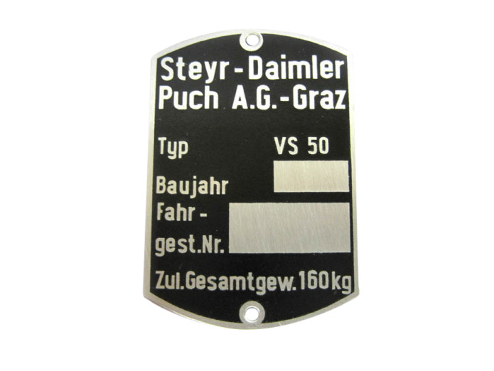 Typetag Puch VS50 metal