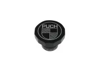 Fuel cap 30mm Puch Maxi as original with logo aluminium black anodised