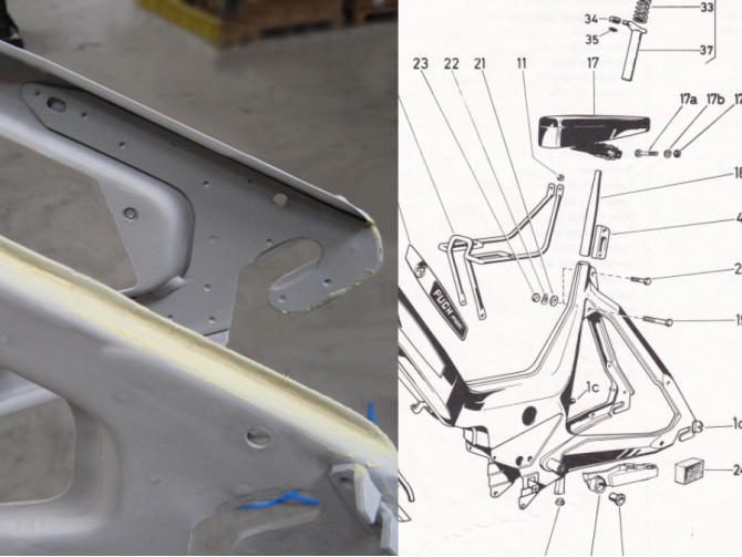 Swingarm Puch Maxi N K frame reinforcement repair set steel product