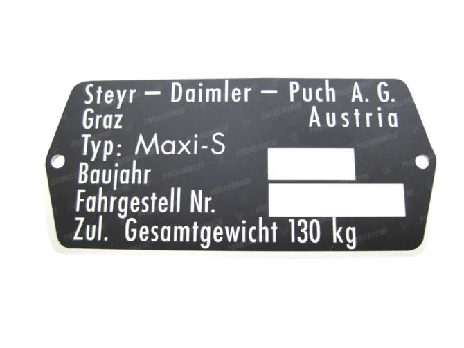 Typeplaatje Puch Maxi S Steyer-Daimler  main