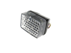 Achterlicht klein model Ulo zwart LED 6V met ruitpatroon en remlicht