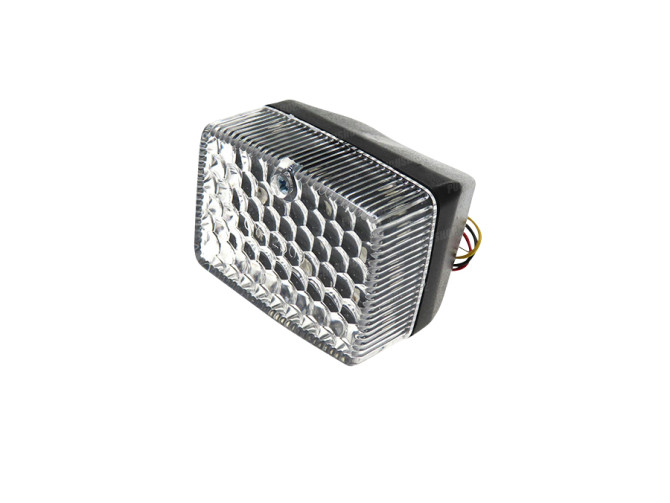 Achterlicht klein model Ulo zwart LED 6V met ruitpatroon en remlicht main