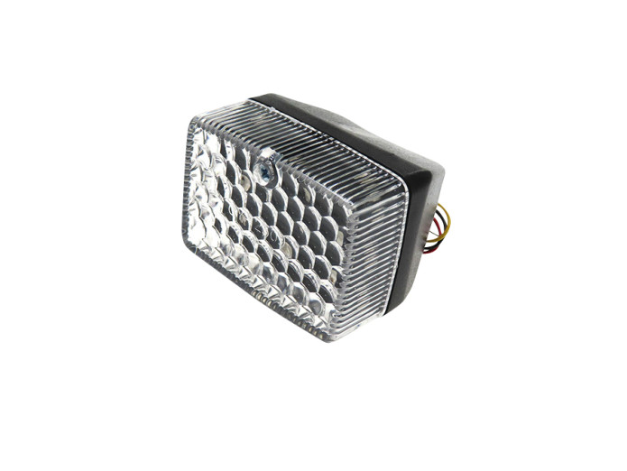 Achterlicht klein model Ulo zwart LED 6V ruitpatroon rem