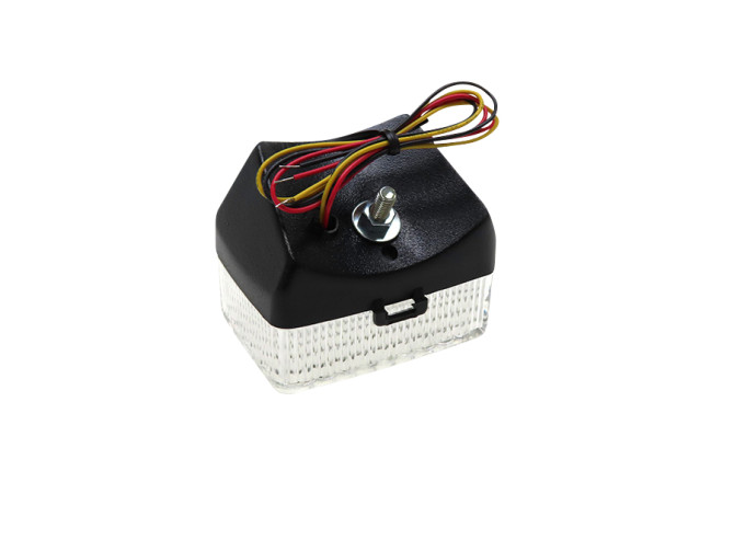 Achterlicht klein model Ulo zwart LED 6V met ruitpatroon en remlicht product