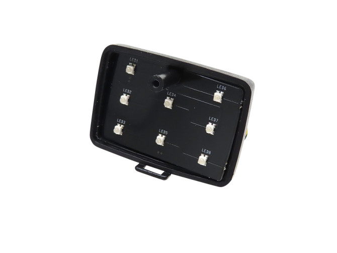 Achterlicht klein model Ulo zwart LED 6V met ruitpatroon en remlicht product