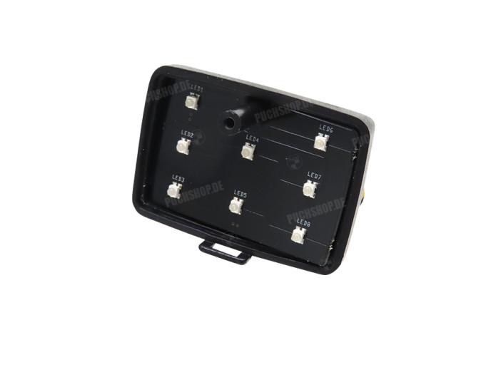 Achterlicht klein model Ulo zwart LED 6V ruitpatroon rem