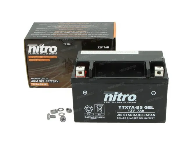 Batterie 12V Nitro NTX7A-BS 6Ah Gel 4-Takt Sym / AGM / GY6 main