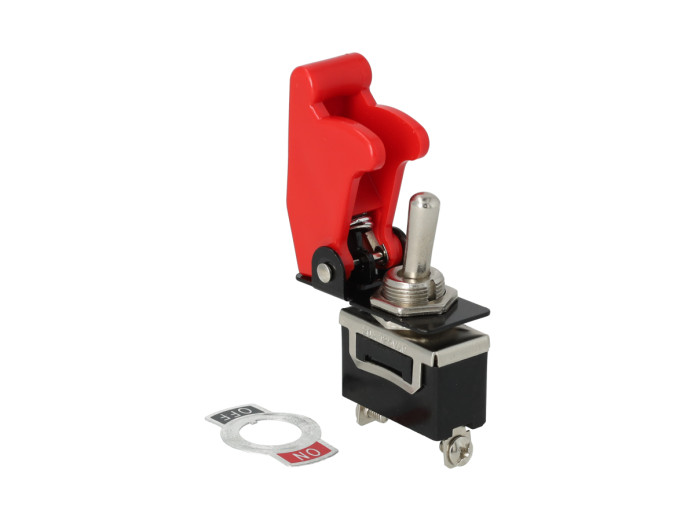 Toggle switch / flightswitch (on/off) 12mm with safety cap