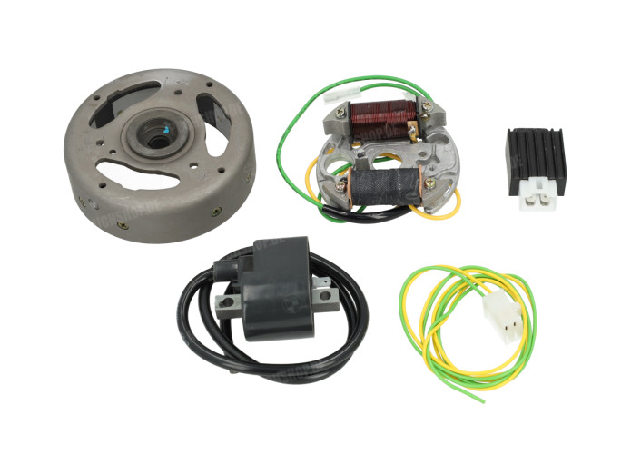 Ontsteking model Bosch linksdraaiend 12V 43W elektronisch CDI met vliegwiel en spanningsregelaar NTS