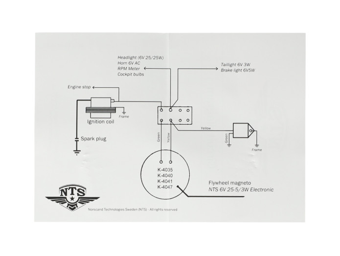 Ontsteking model Bosch linksdraaiend 6V 33W elektronisch CDI met vliegwiel en spanningsregelaar NTS