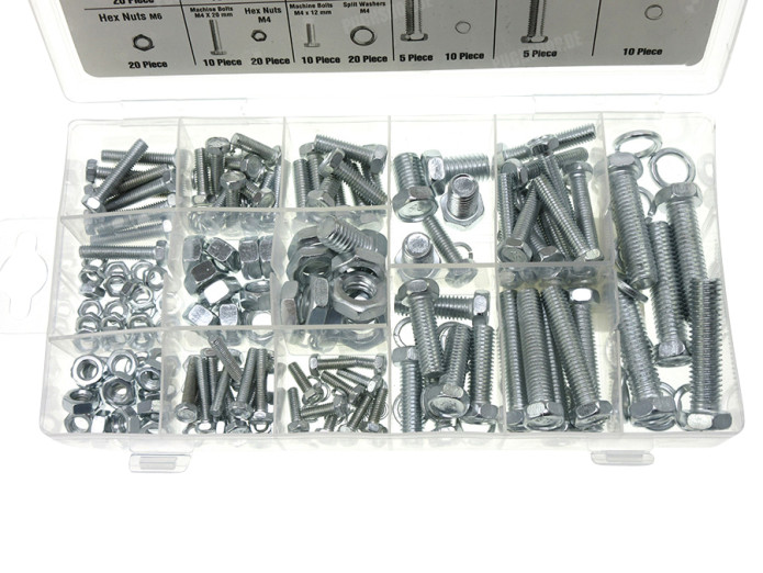 Bolts and nut assortment set 240-pieces galvanized
