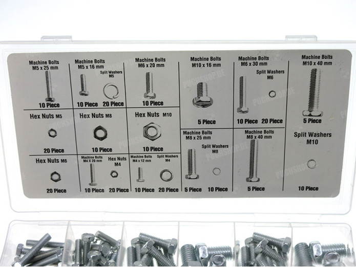 Bolts and nut assortment set 240-pieces galvanized