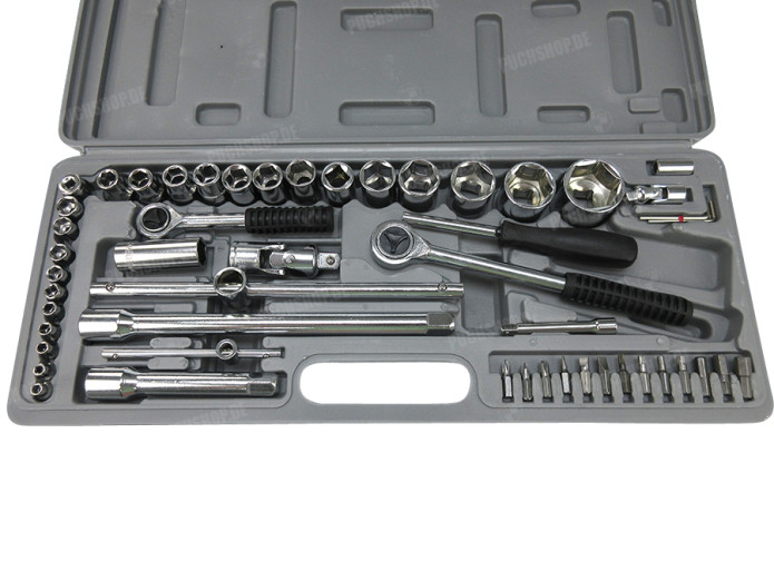 Socket tool set 52-pieces 1/4 + 1/2 inch