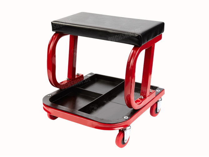 Workshop stool with storage on wheels main