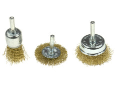 Steel brush tool with pin for drill set 3-pieces