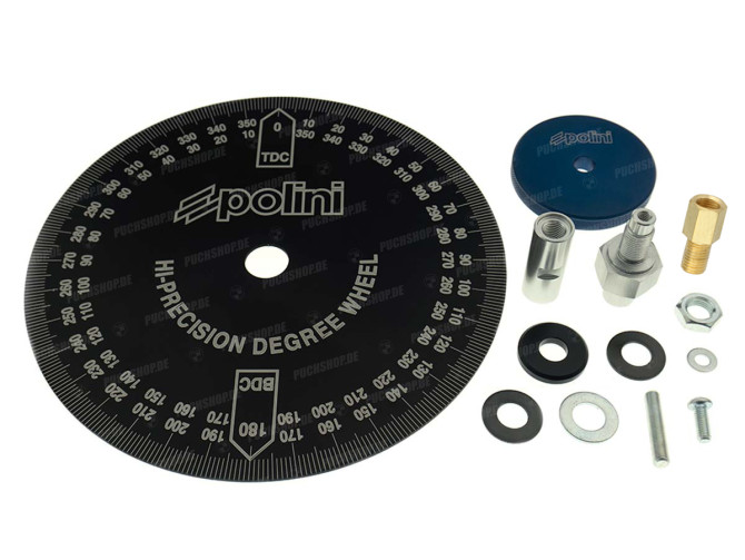 Degree plate adjustment tool for pre-ignition timing Polini with adapters main