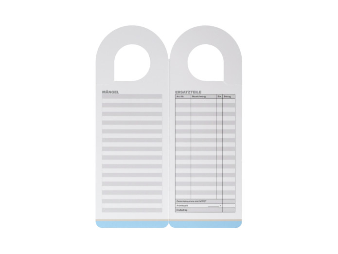 Werkplaatskaart voor reparatie en onderhoud