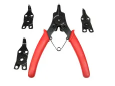 Circlip / ring pliers set 5-pieces with 4 interchangeable heads