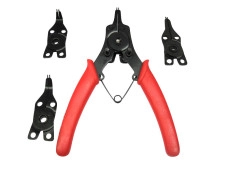 Circlip / ring pliers set 4-pieces with 4 interchangeable heads