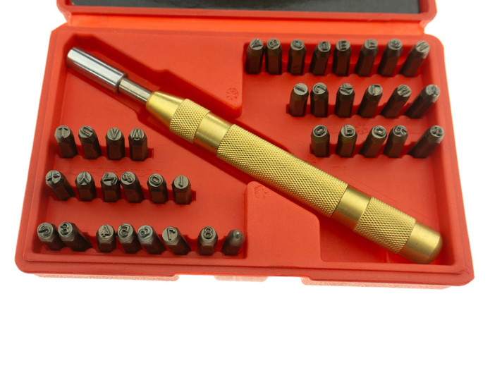 Punch Letters + Numbers 4mm 38-pieces with punch tool