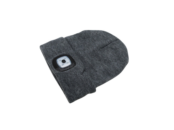 Beanie hat with LED lamp grey  main