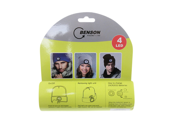 Beanie hat with LED lamp grey 