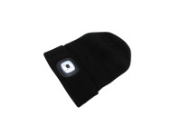 Beanie Mütze mit LED-Lampe Schwarz