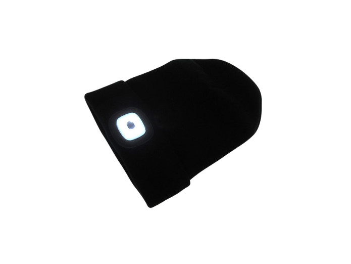 Beanie hat with LED lamp black