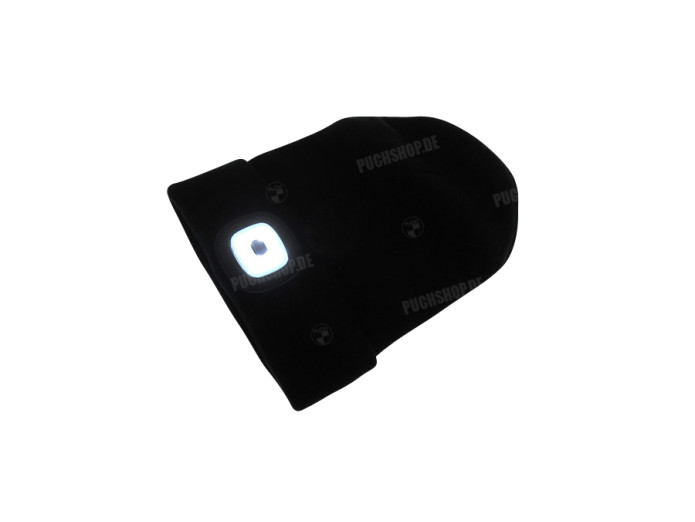 Beanie muts met LED lamp zwart