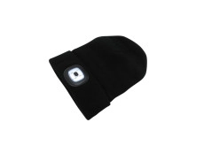 Beanie hat with LED lamp black