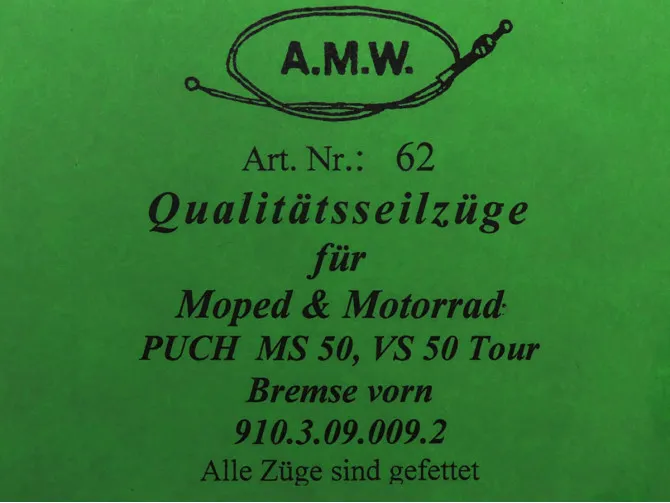 Bowdenzug Puch MS50 / VS50 Tour Bremse vorn A.M.W. product