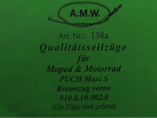 Bowdenzug Puch Maxi S Bremszug vorne mit zwei Einstellschrauben A.M.W.  product