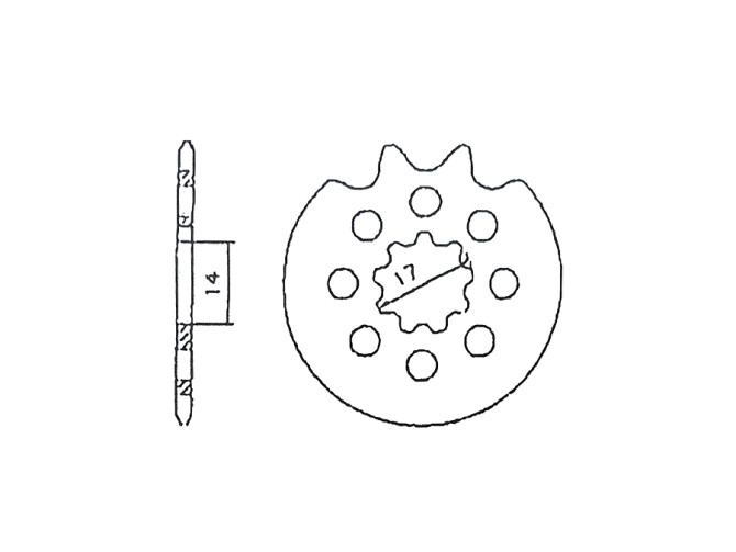 Front sprocket 17 teeth Puch various models Esjot A-quality product