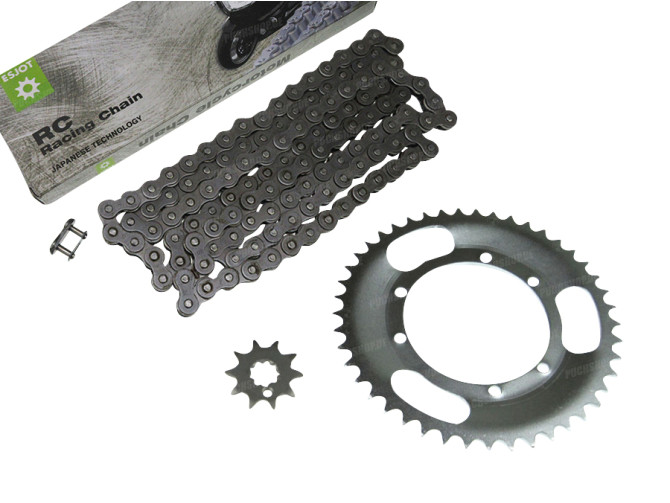 Chain Esjot (A-quality) + sprocket set Puch Maxi S / N / X30 automatic 1
