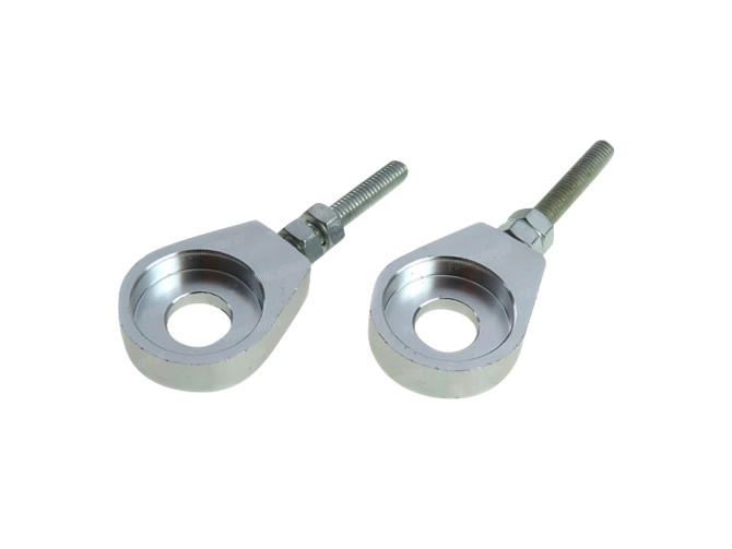 Chain Tensioner M6 12mm CNC aluminium silver (2 pieces) main