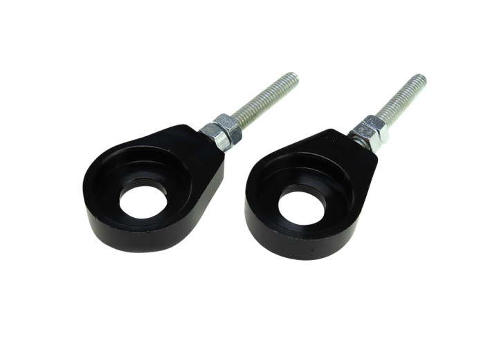 Kettenspanner radspanner M6 12mm CNC Aluminium Schwarz 2x