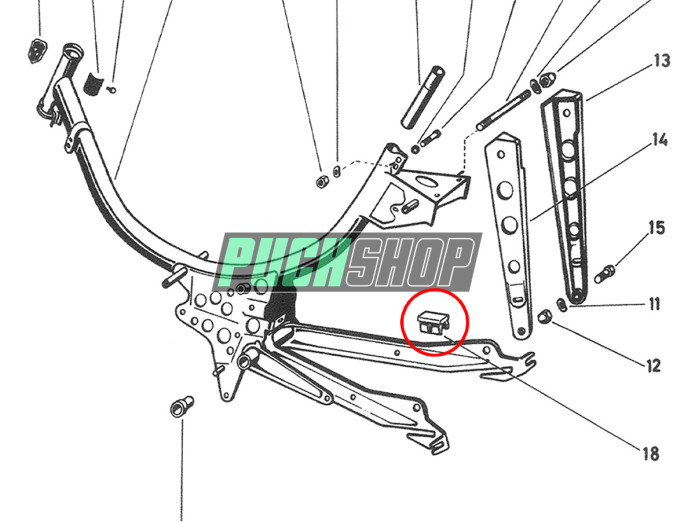 Chain guide / frame protector for Puch X30