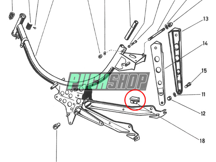 Chain guide / frame protector for Puch X30