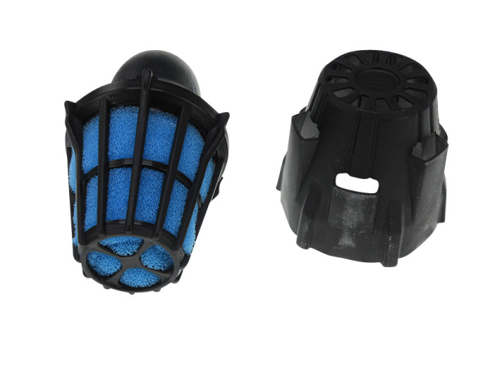 Air filter 46mm foam Polini Air Box angled 90 degrees black / blue