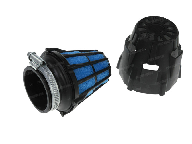 Luchtfilter 46mm power Polini recht zwart / blauw 1