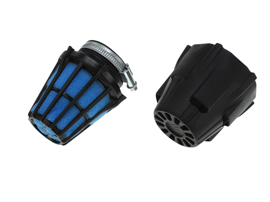 Blau Puch Maxi Moped Powerfilter Polini 90 Grad Schräg 46mm Schwarz