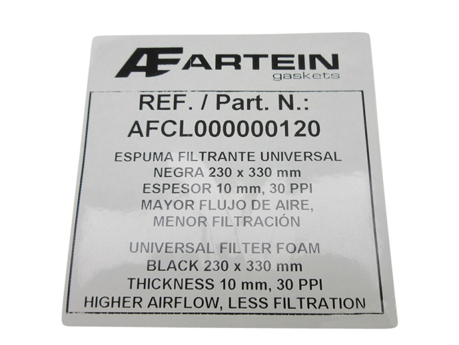 Air filter foam 30PPI universal black  product