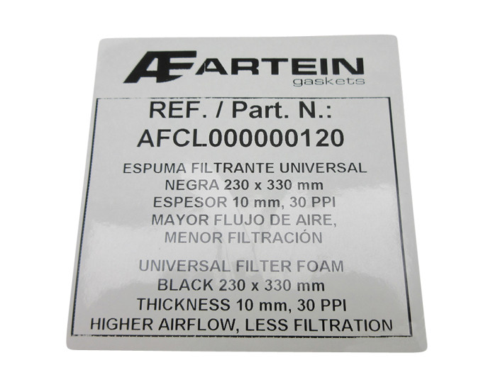 Luftfilterschaum Artein 30 PPI Universal 
