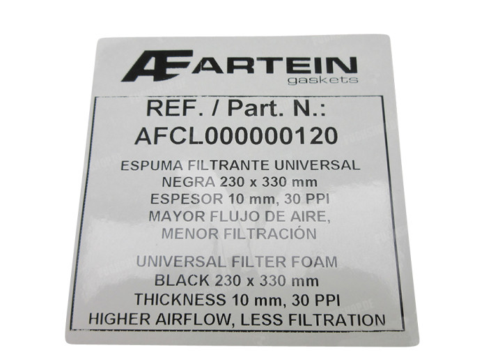 Luftfilter Einzelteil Artein 30 PPI Universal Schaum