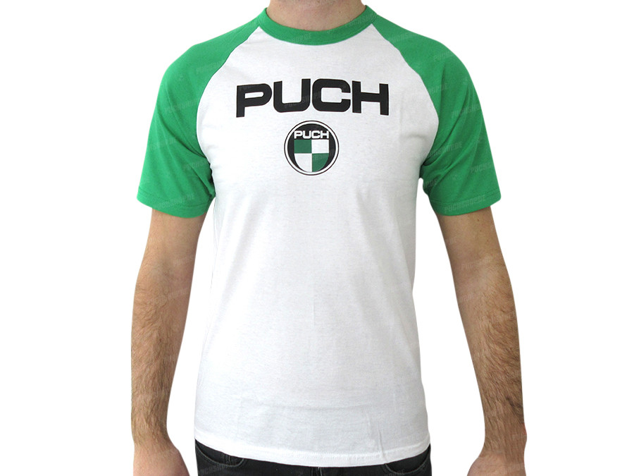 T-shirt Puch retro Weiß-Grün main